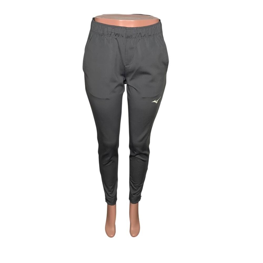 Mizuno Jogger Elastic Waistband Side Pockets Gray Zipper on Hems Size M